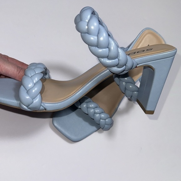 Soda Women's Braided Open Toe Double Strap Heels, Blue, 7.5 - Picture 6 of 9